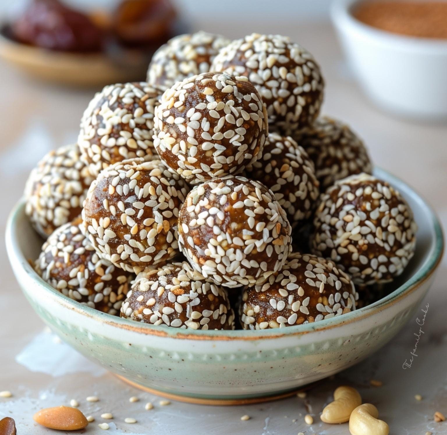 Cashew Date Sesame Energy Balls