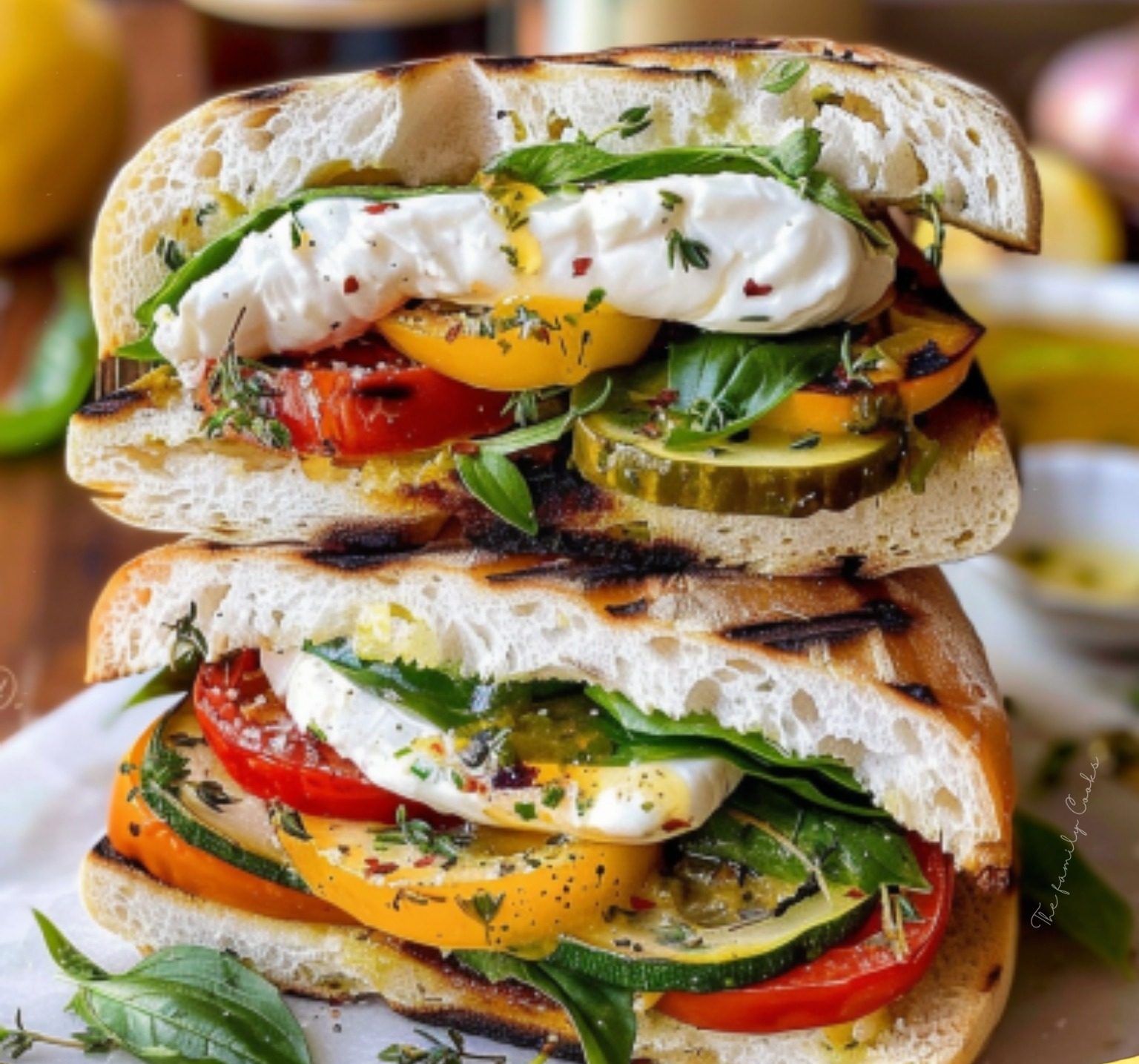 Grilled Veggie Burrata Sandwich