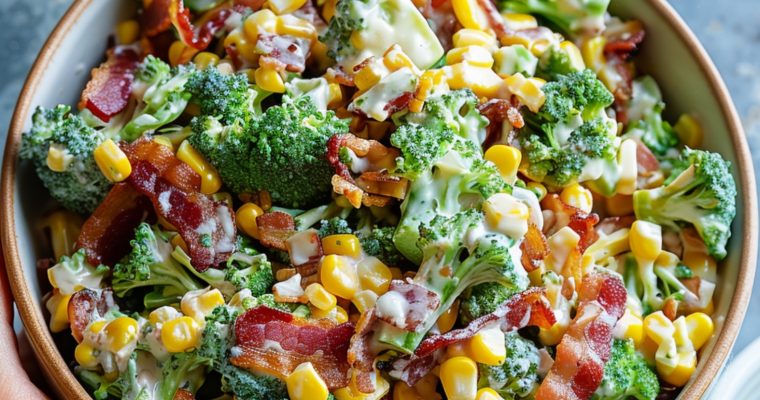 Broccoli, Fresh Corn, Bacon Salad