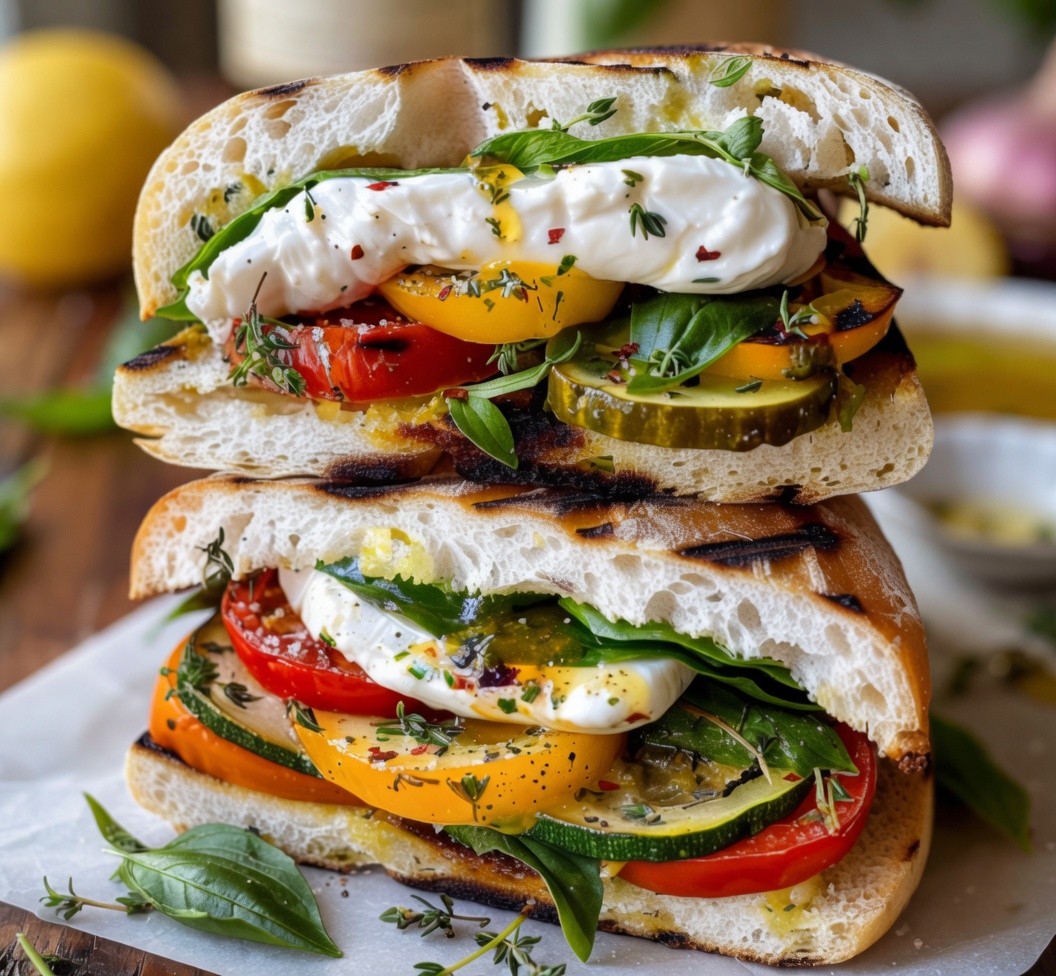 Grilled Veggie Burrata Sandwich