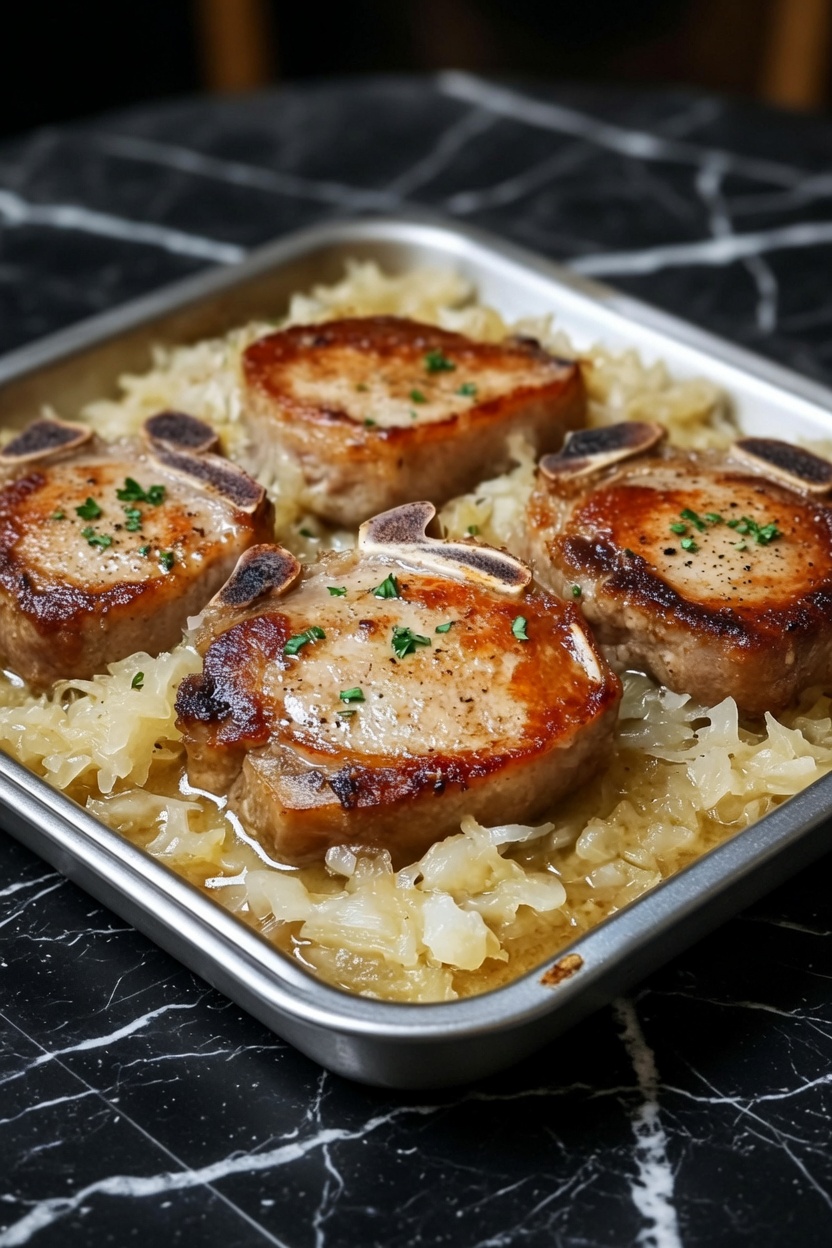 German Pork Chops and Sauerkraut