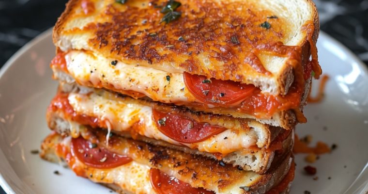 Pepperoni Pizza Grilled Cheese sandwiches