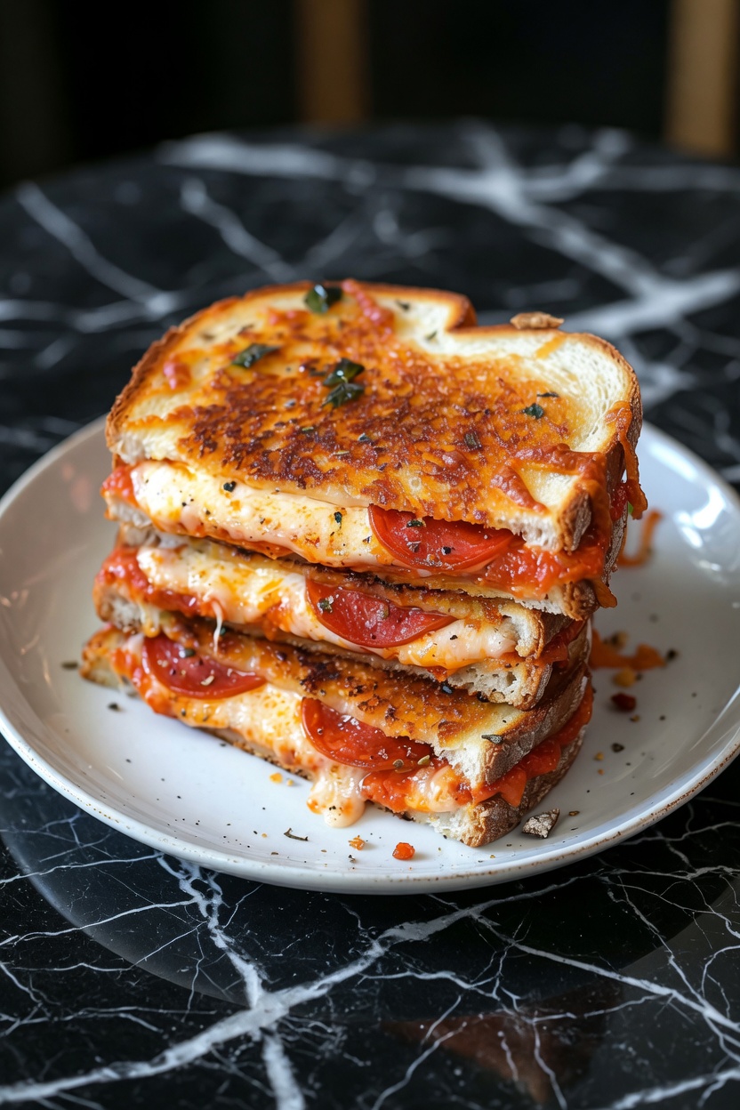 Pepperoni Pizza Grilled Cheese sandwiches