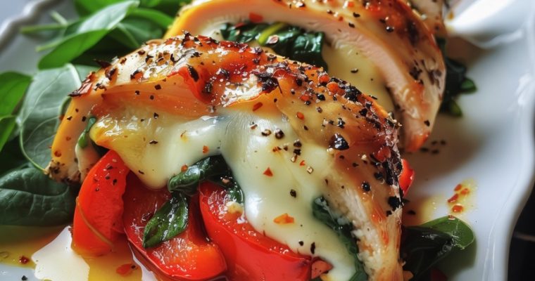 Spinach and Red Pepper-Stuffed Chicken