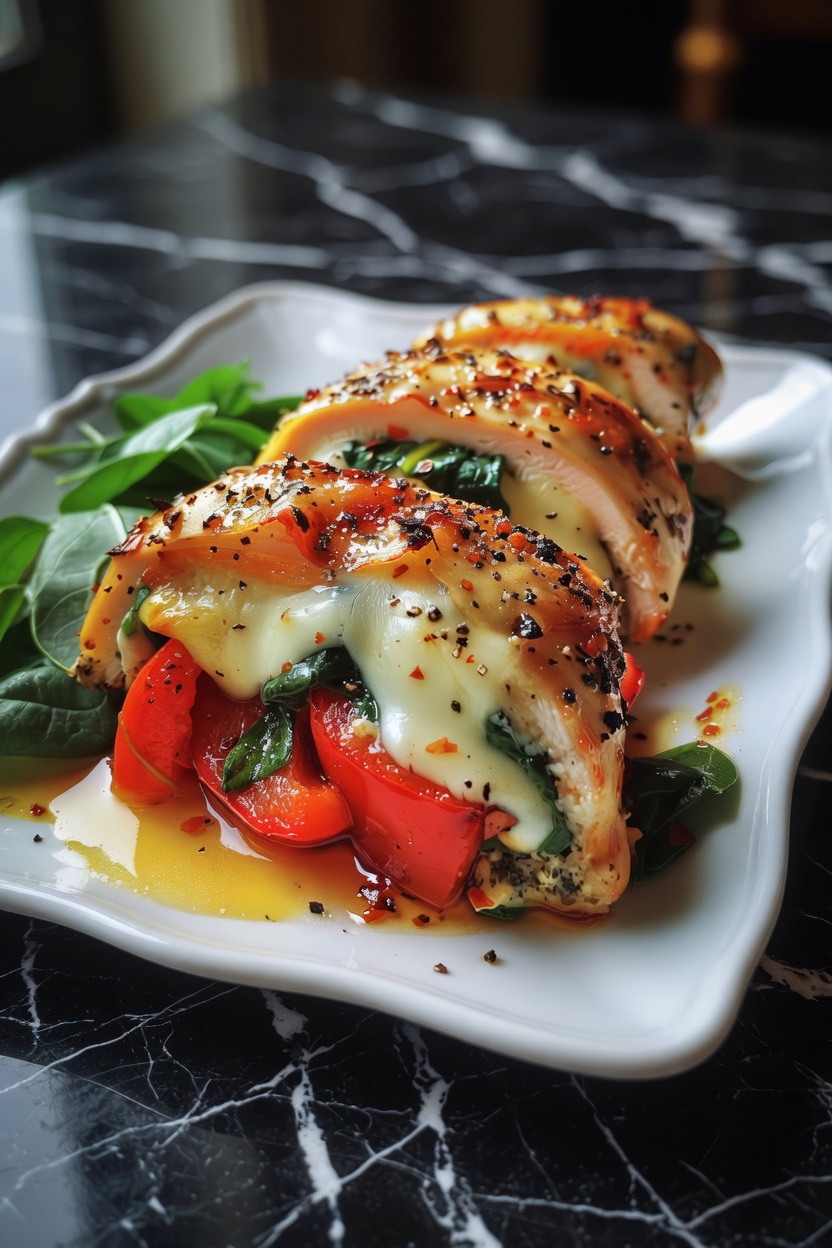 Spinach and Red Pepper-Stuffed Chicken
