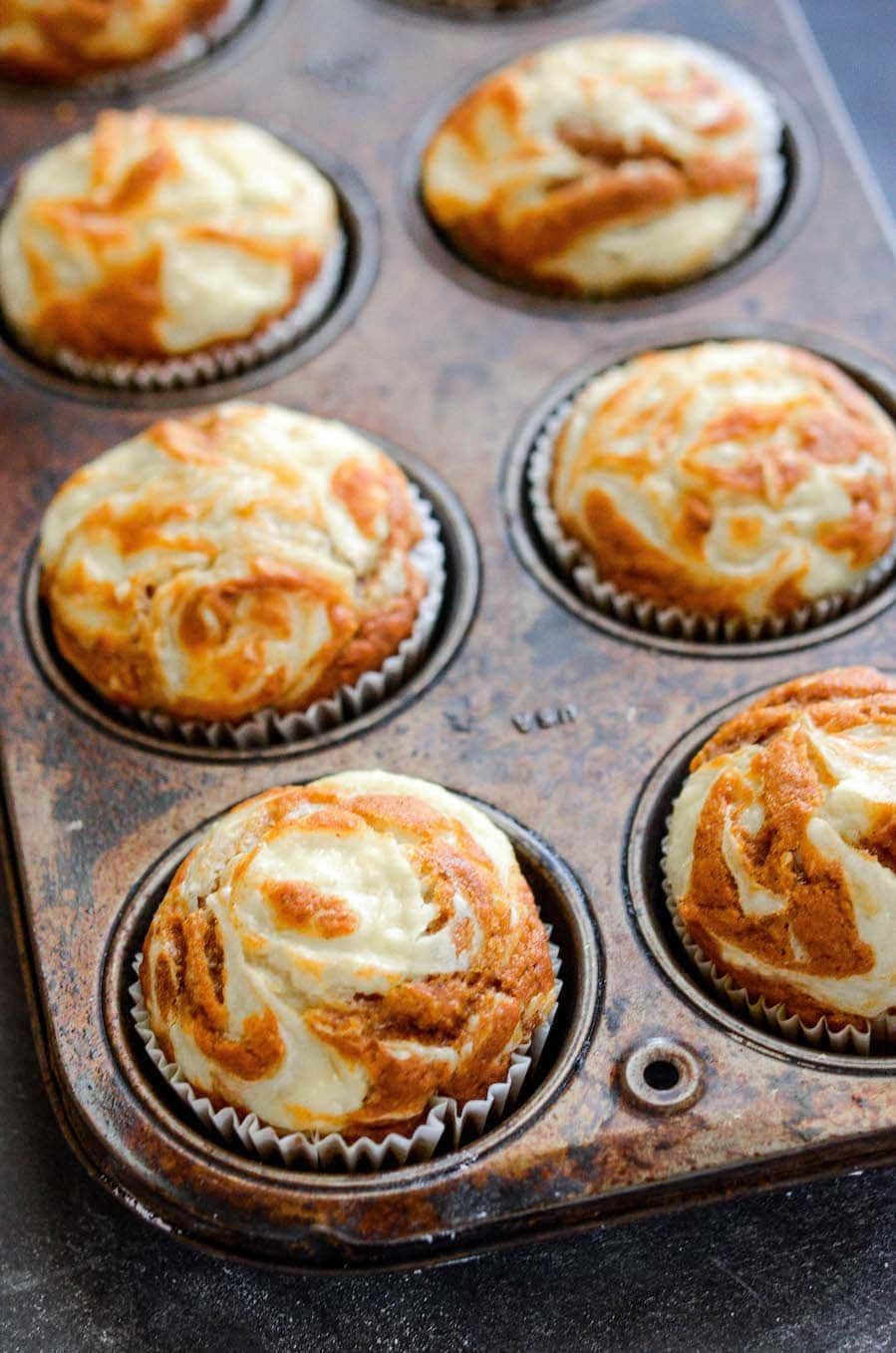 Pumpkin Cream Cheese Swirl Muffins
