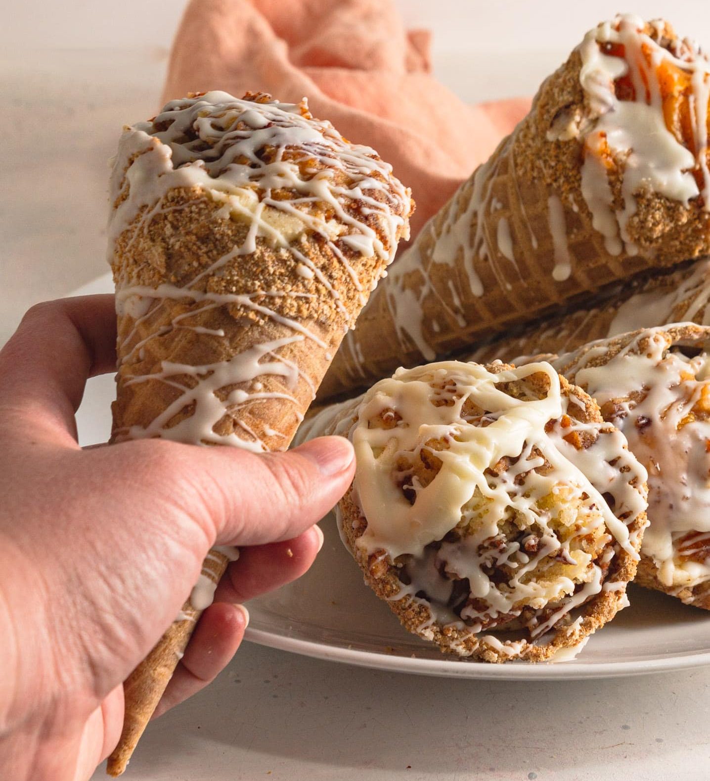 Peach Cobbler Stuffed Cones