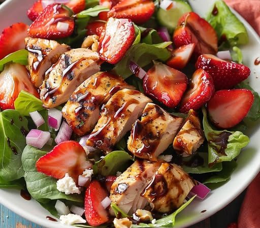 Salad Game with Strawberry Chicken Salad and Balsamic Dressing