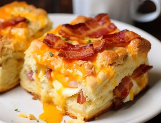 Christmas Morning Bacon, Egg and Cheese Biscuit Bake