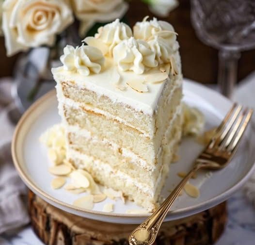 White Almond Wedding Cake