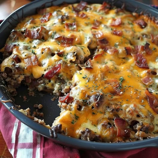 Low-Carb Bacon Cheeseburger Casserole