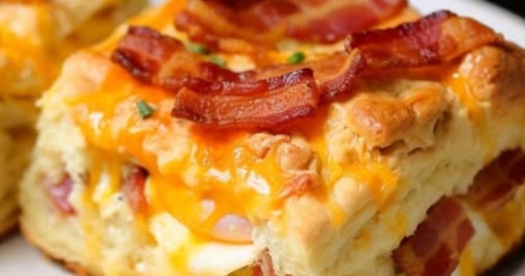 Christmas Morning Bacon, Egg and Cheese Biscuit Bake
