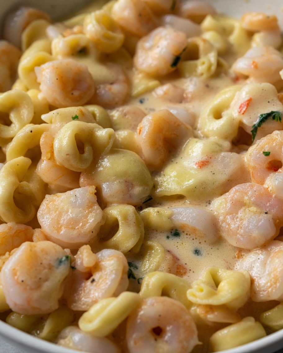 Cheesy Shrimp Tortellini Alfredo Skillet
