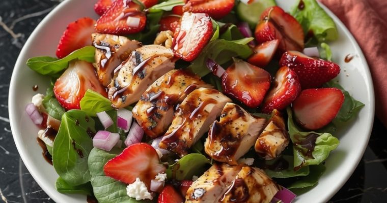 Salad Game with Strawberry Chicken Salad and Balsamic Dressing