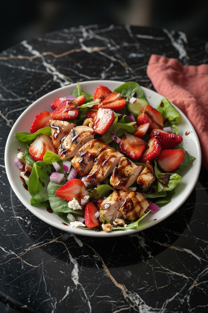 Salad Game with Strawberry Chicken Salad and Balsamic Dressing