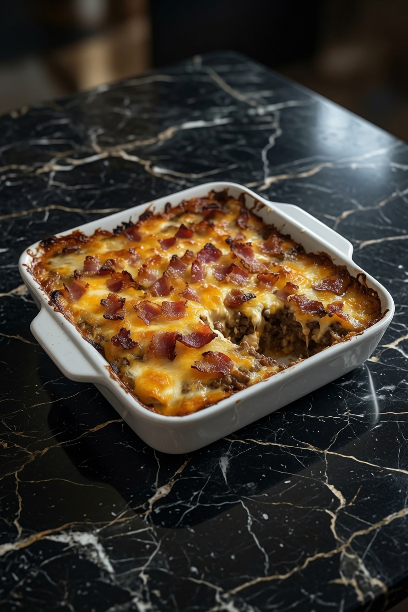 Low-Carb Bacon Cheeseburger Casserole