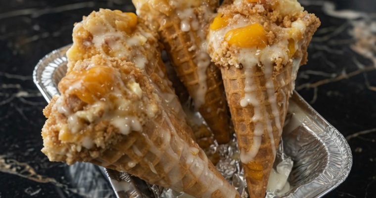 Peach Cobbler Stuffed Cones