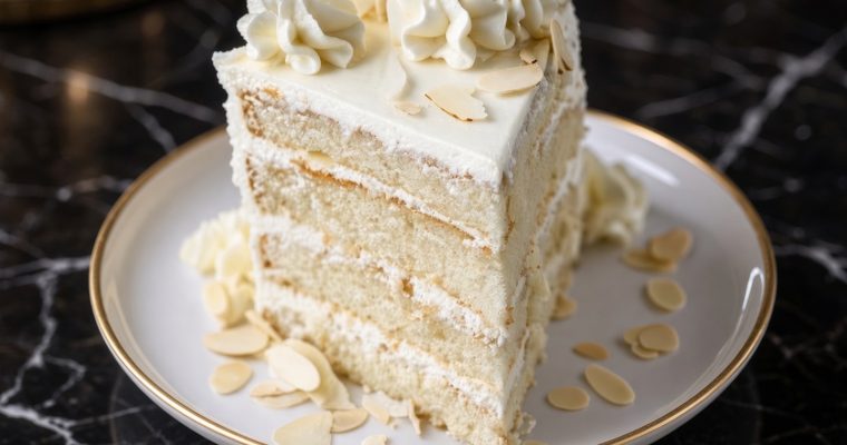 White Almond Wedding Cake