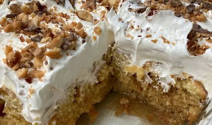 Toffee Butterscotch Poke Cake