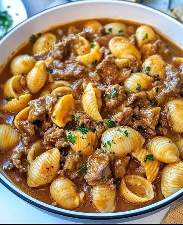 Creamy Beef and Shells Delight