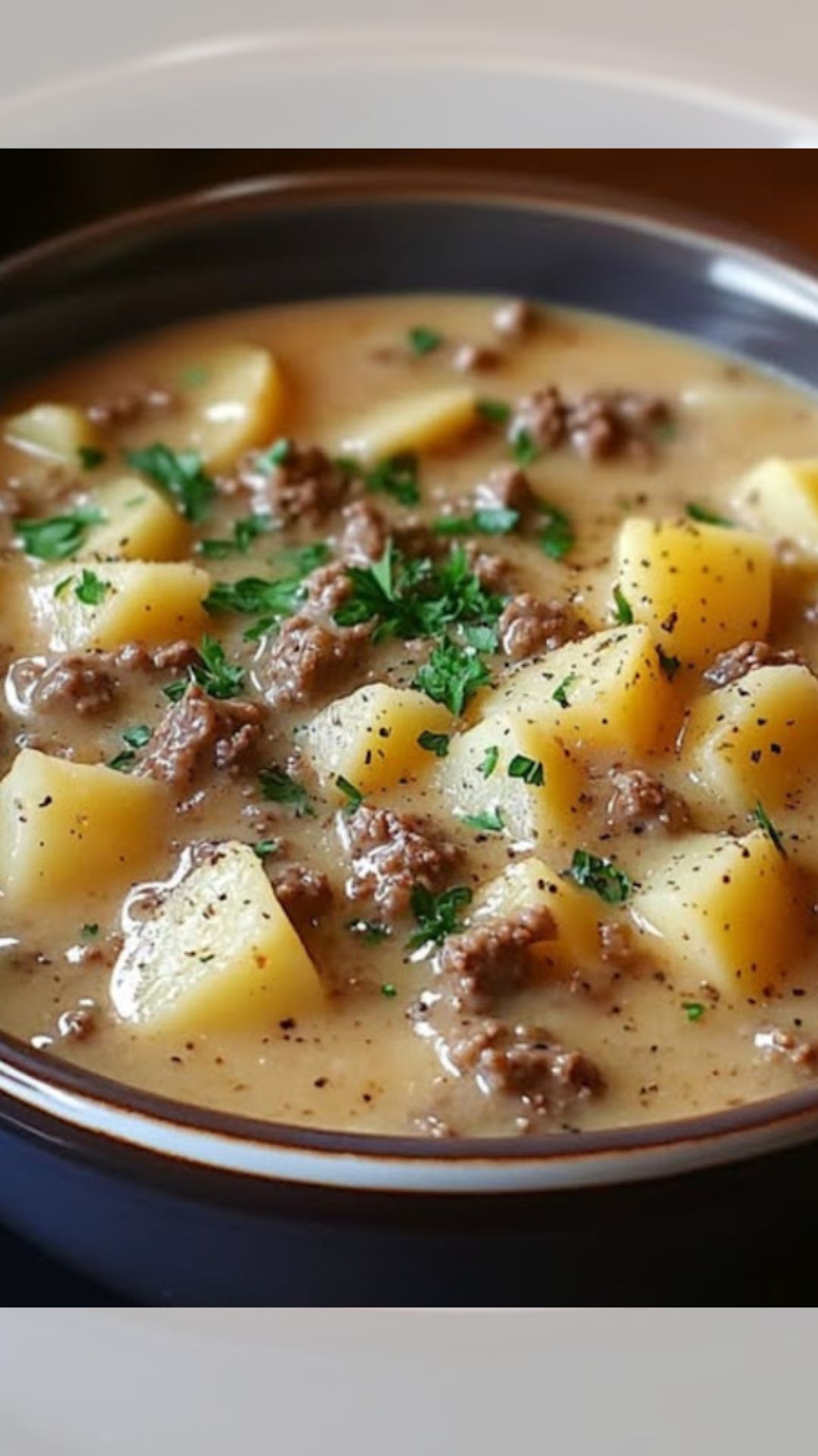 Crockpot Creamy Potato & Hamburger Soup