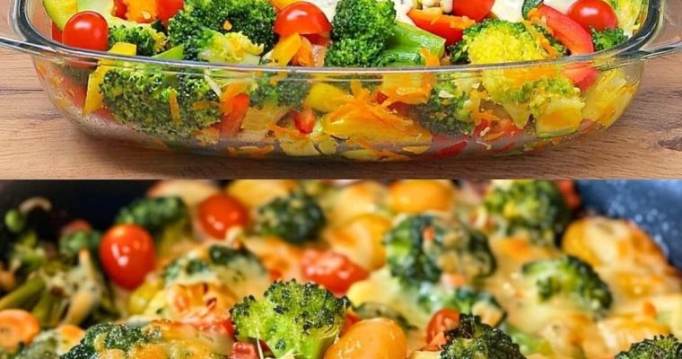 Creamy Baked Broccoli with Tomatoes and Kale Casserole