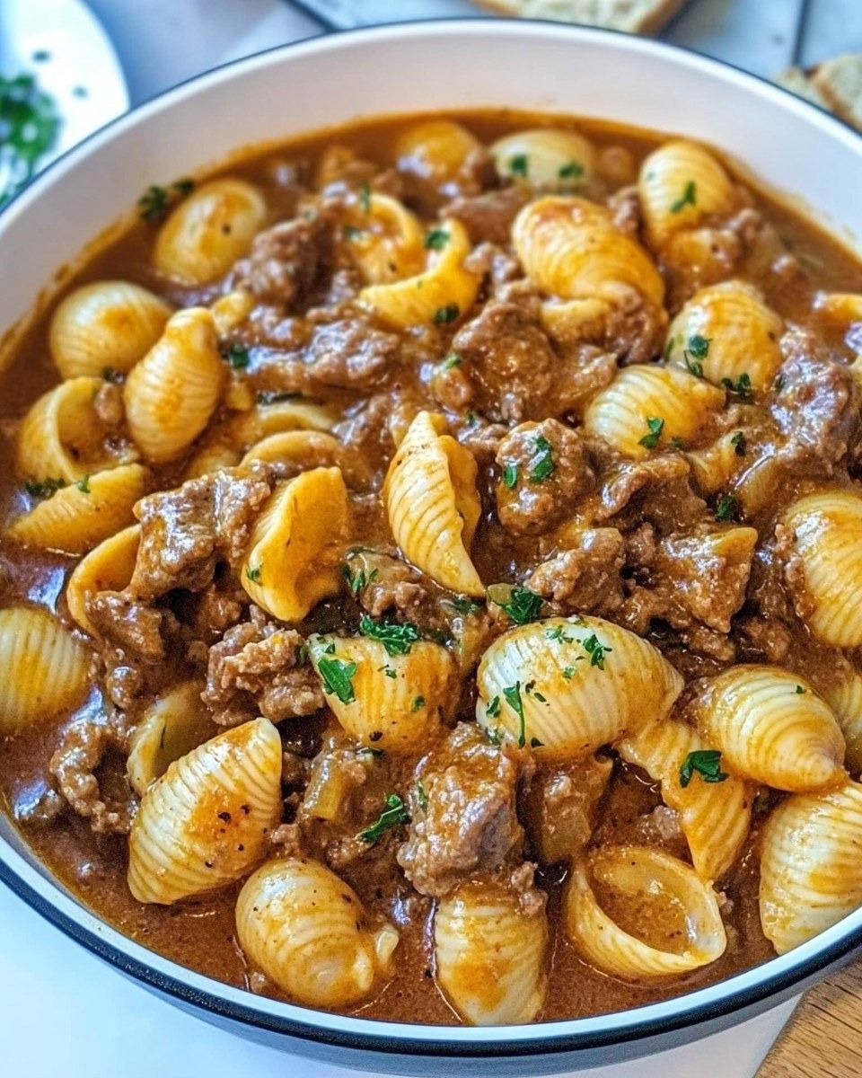 Creamy Beef and Shells Delight