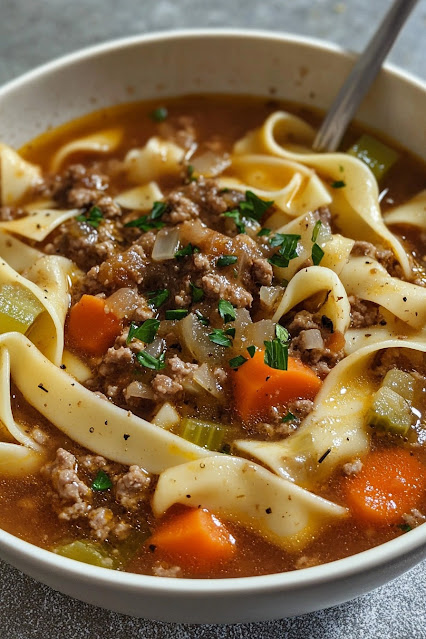 Hamburger Noodle Soup