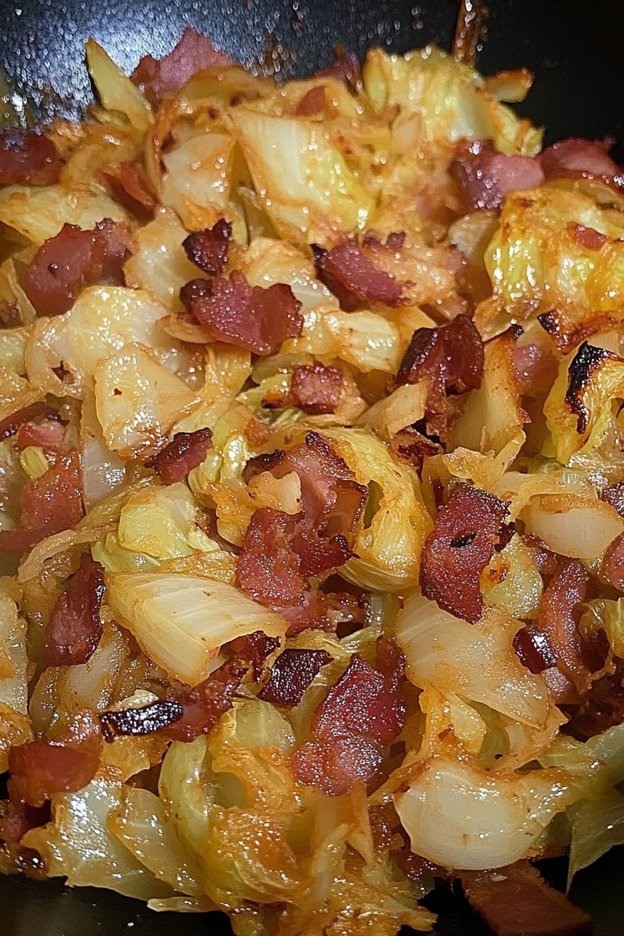 Fried Cabbage with Bacon, Onion & Garlic