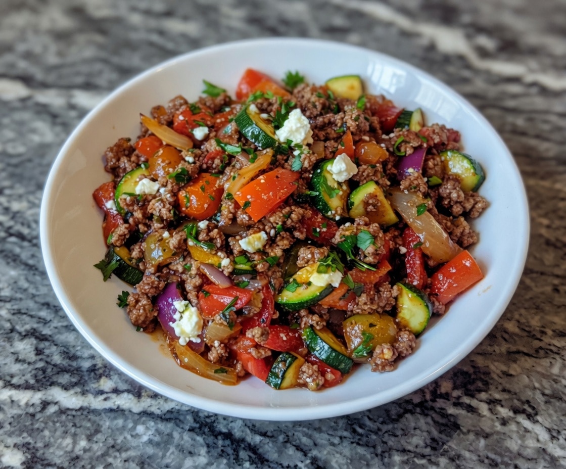 Mediterranean Ground Beef Stir Fry