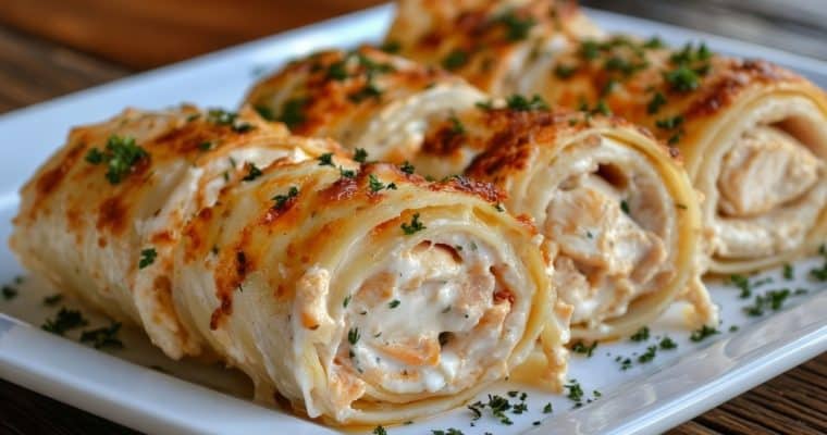 Chicken Alfredo Lasagna Rolls