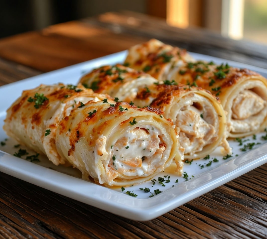 Chicken Alfredo Lasagna Rolls