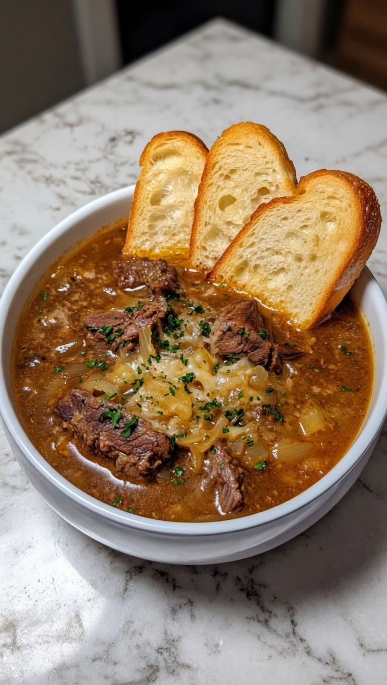 French Onion Beef Short Rib Soup