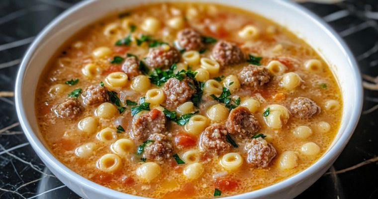 Creamy Parmesan Italian Sausage Ditalini Soup