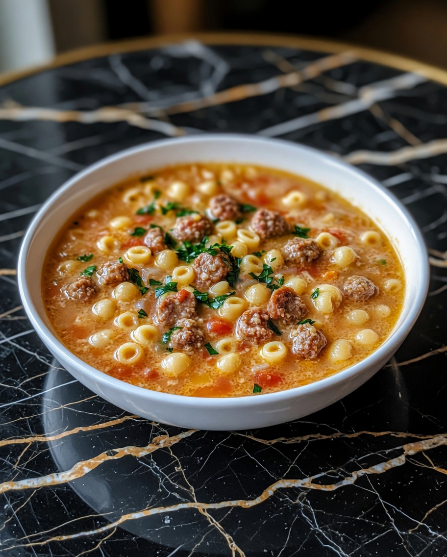 Creamy Parmesan Italian Sausage Ditalini Soup