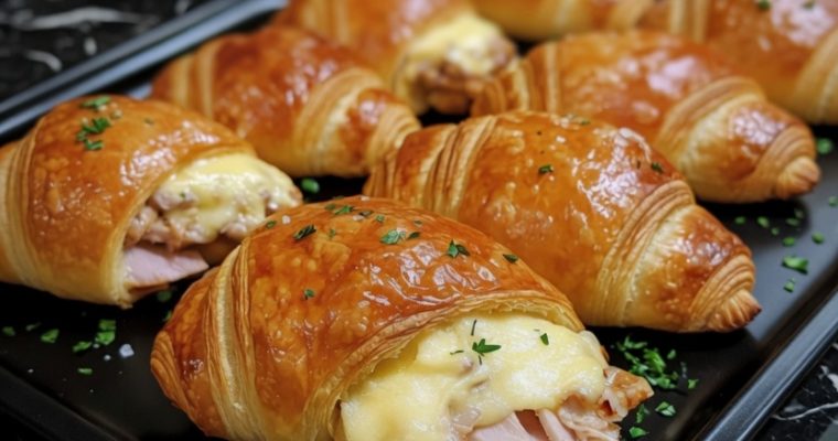 Baked Chicken, Chicken Ham, and Cheese Croissants