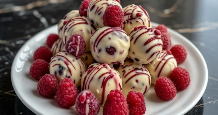 White Chocolate Raspberry Cheesecake Balls