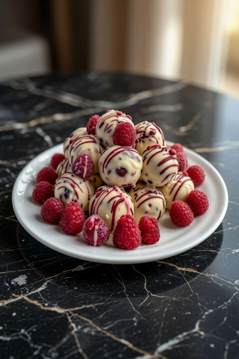 White Chocolate Raspberry Cheesecake Balls