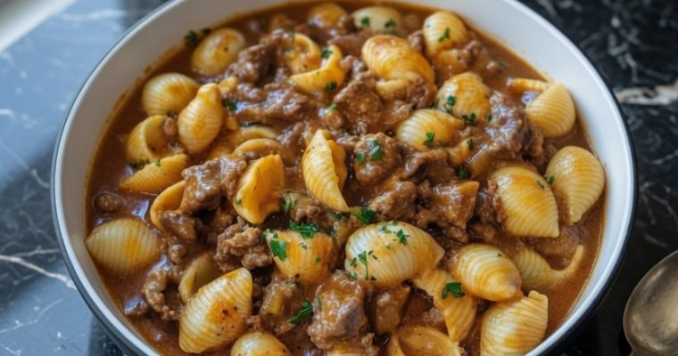 Creamy Beef and Shells Delight