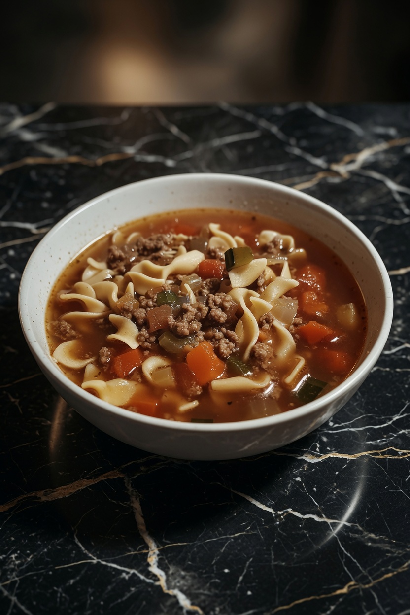Hamburger Noodle Soup