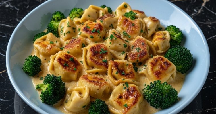 Creamy Garlic Parmesan Tortellini with Chicken & Broccoli
