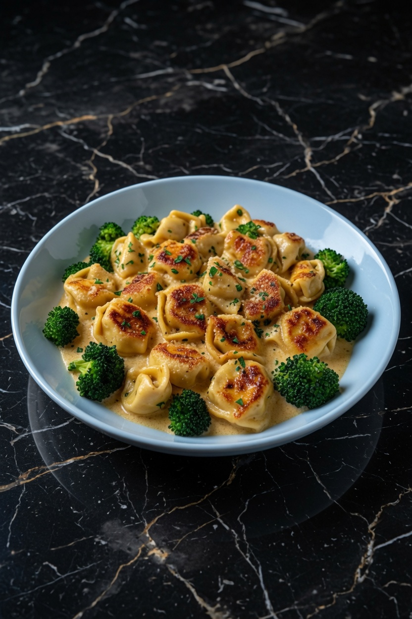 Creamy Garlic Parmesan Tortellini with Chicken & Broccoli