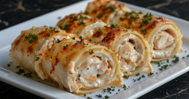 Chicken Alfredo Lasagna Rolls