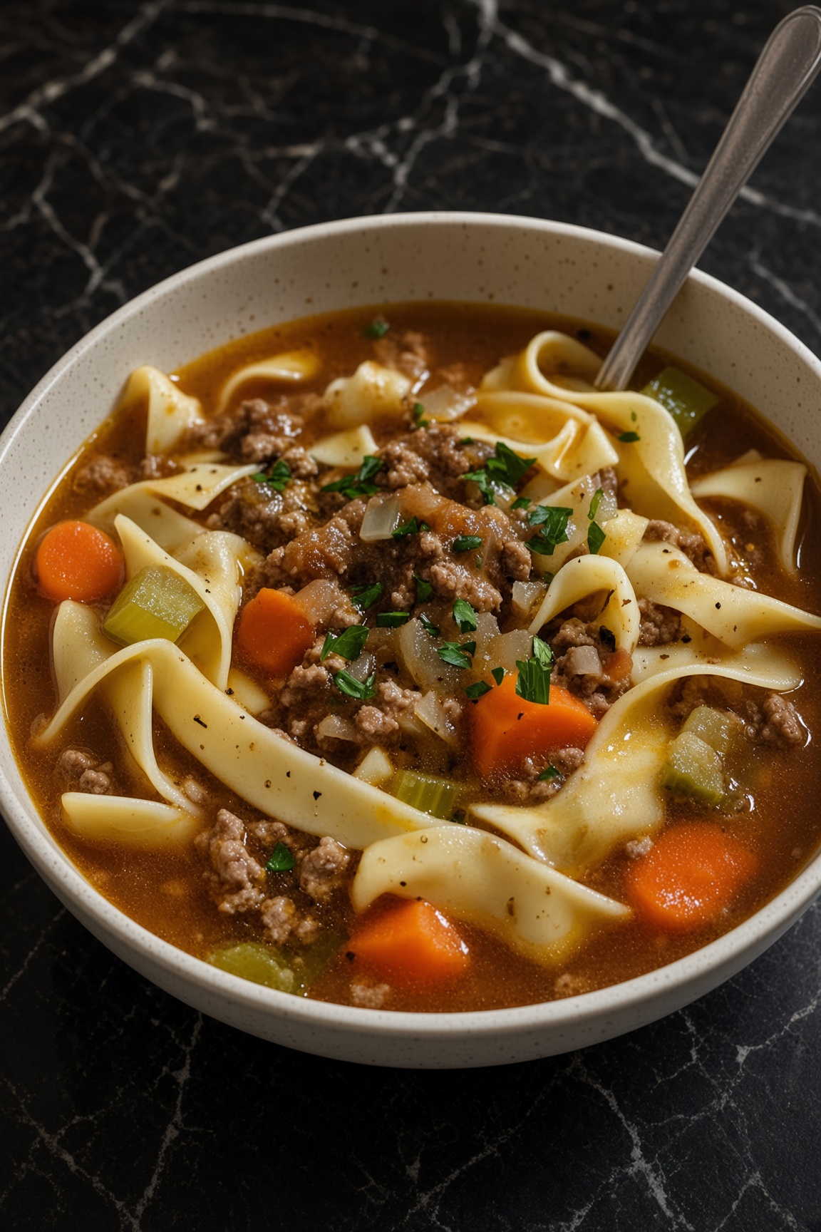 Hamburger Noodle Soup
