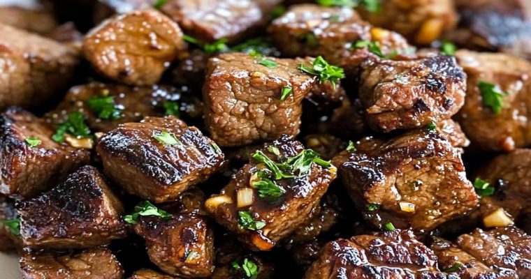 THE BEST STEAK BITES WITH GARLIC BUTTER