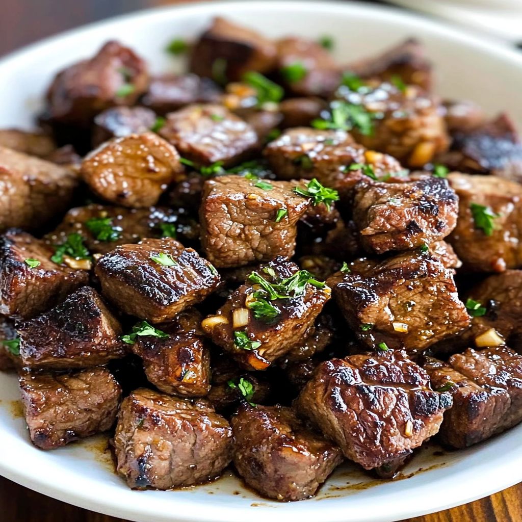 THE BEST STEAK BITES WITH GARLIC BUTTER