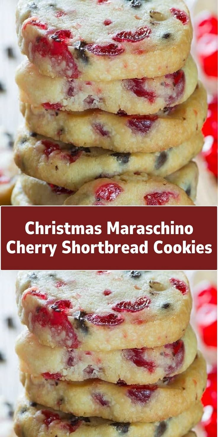 Maraschino Cherry Shortbread Christmas Cookies