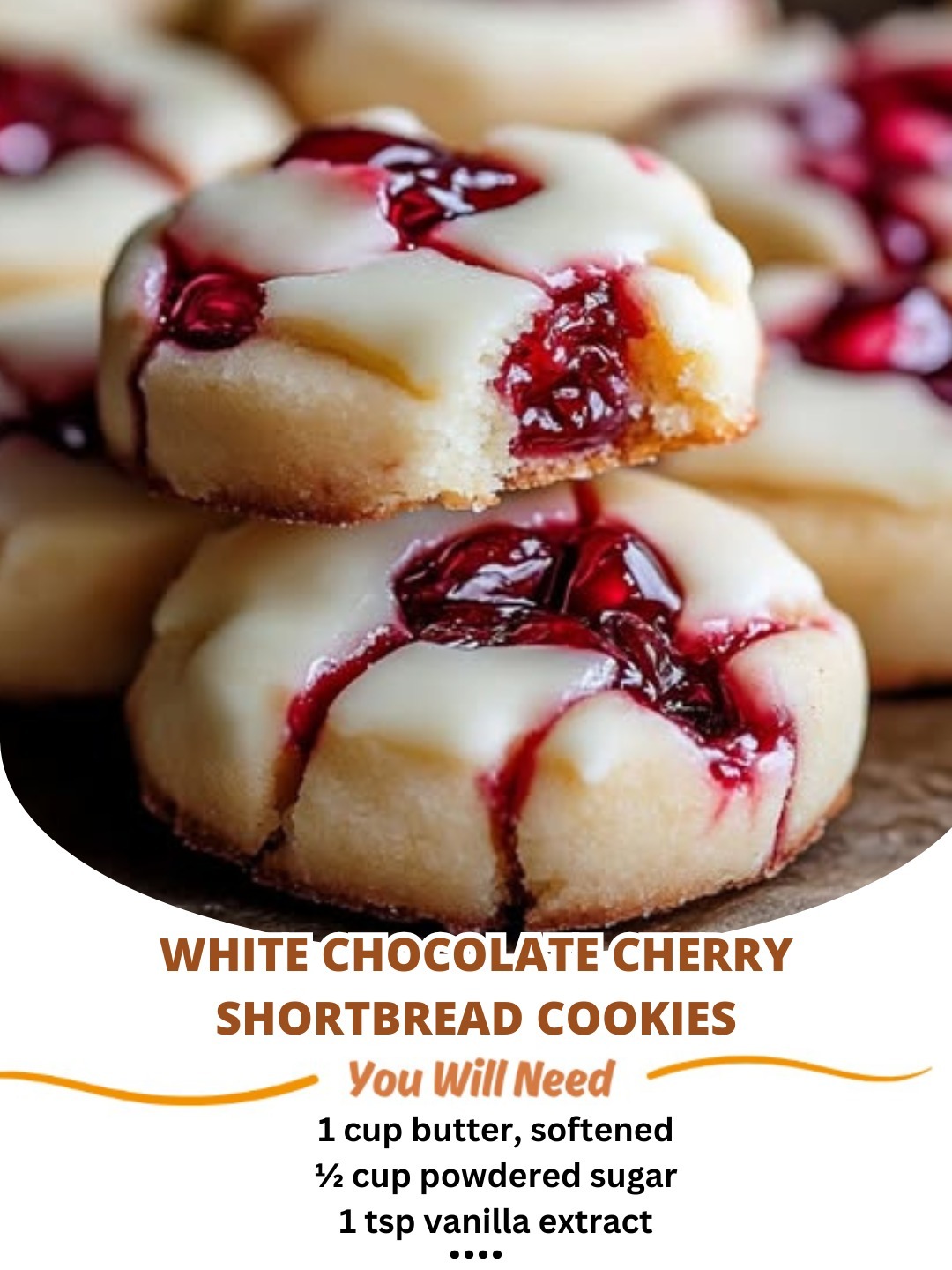 White Chocolate Cherry Shortbread Cookies