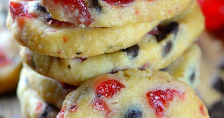 Maraschino Cherry Shortbread Christmas Cookies