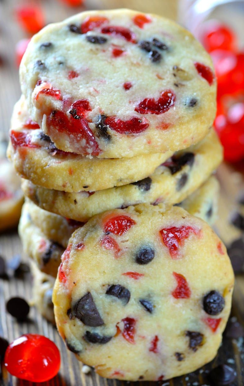 Maraschino Cherry Shortbread Christmas Cookies